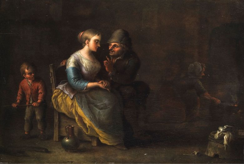 Flirtation Before The Fire by Johann Daniel Barger, c.1790